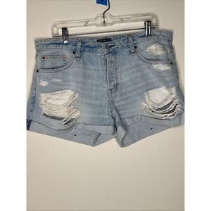 Abercrombie & Fitch Blue Ripped Ames Low Rise Boyfriend Short festival sz  12/31